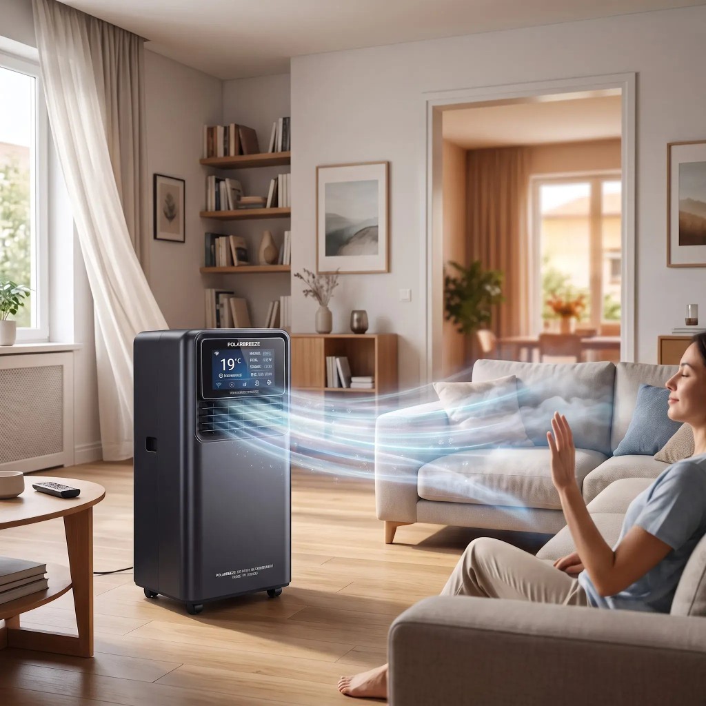 PolarBreeze™ in soggiorno — aria fresca immediata senza installazione