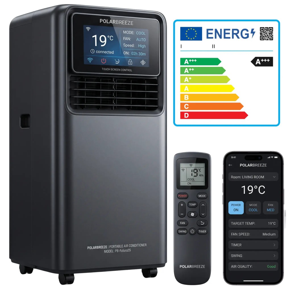 PolarBreeze™ PB-Futura2S — condizionatore portatile 4 in 1 con telecomando, app e classe A+++