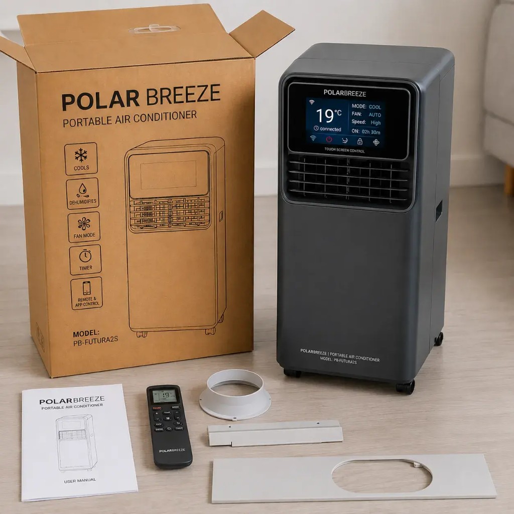 Kit PolarBreeze™ con scatola, telecomando e accessori